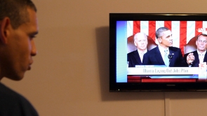 Film Still - Louis watches Obama's American Jobs Act speech.